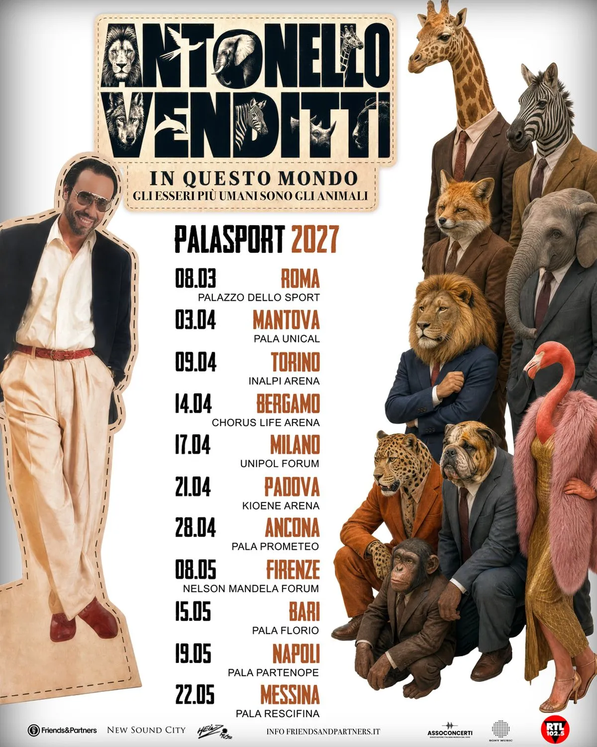 Antonello Venditti: tour 2027 'In questo mondo...' anteprima a Roma
