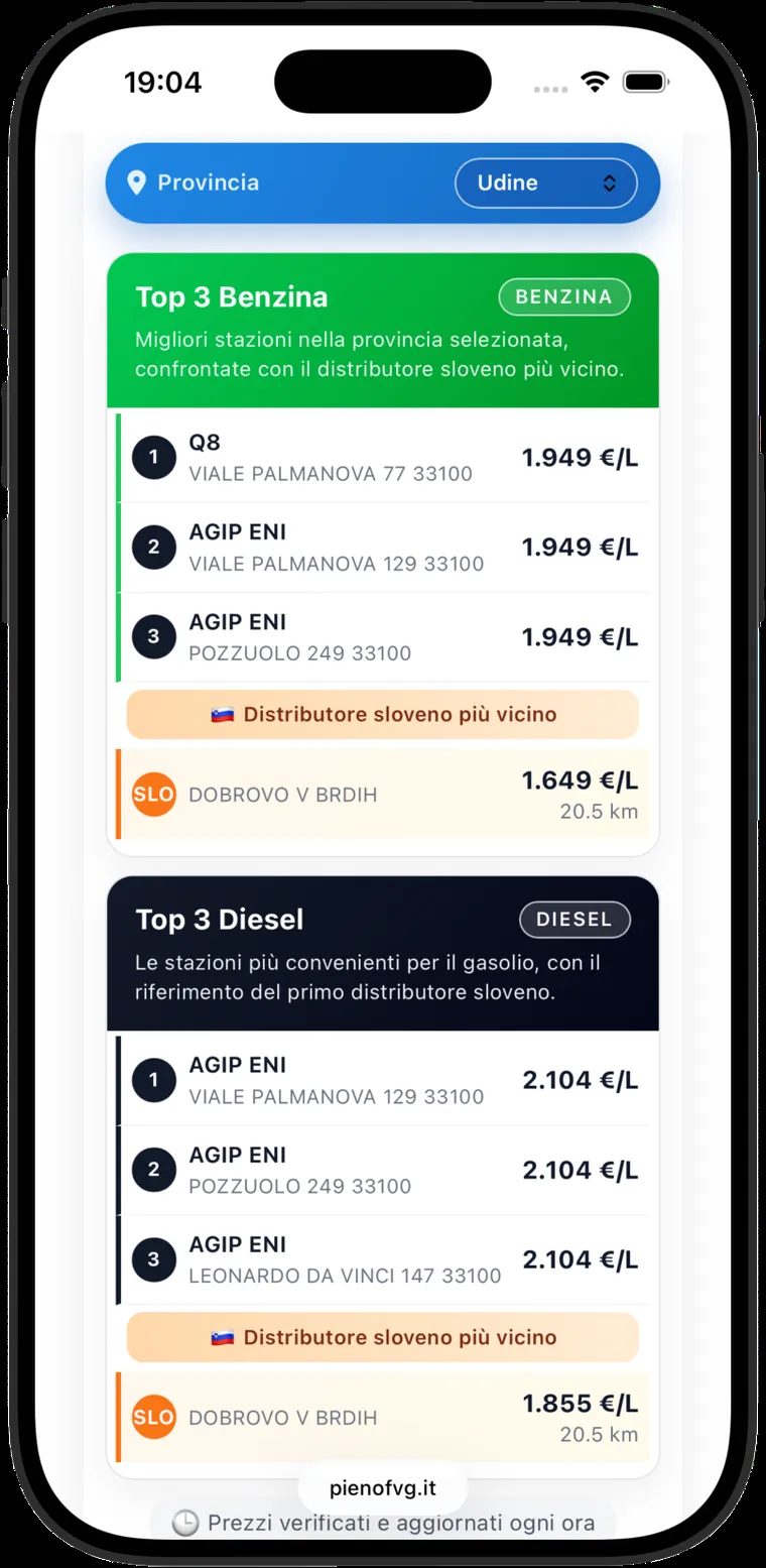 PienoFVG su App Store: conviene fare rifornimento in Slovenia?
