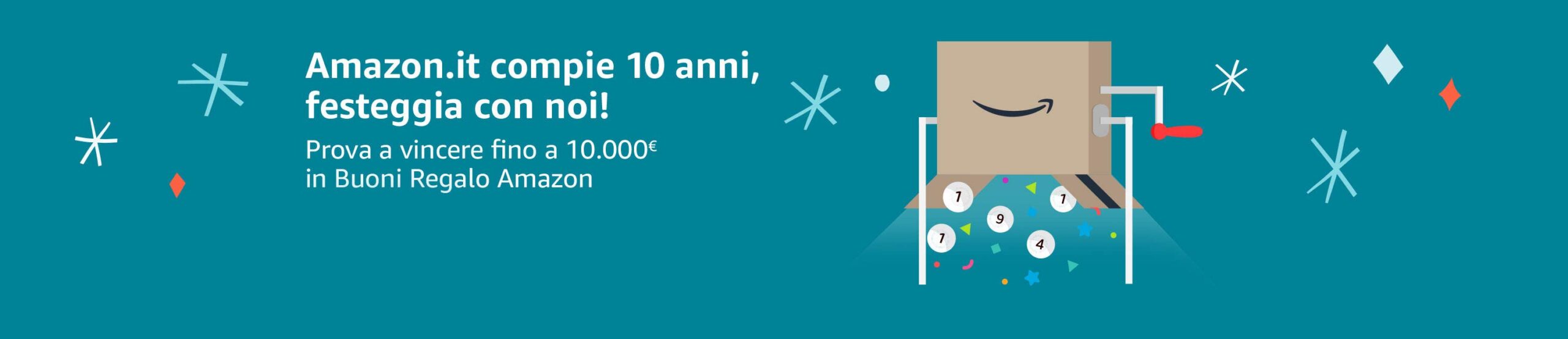 Banner di Amazon per i 10 anni